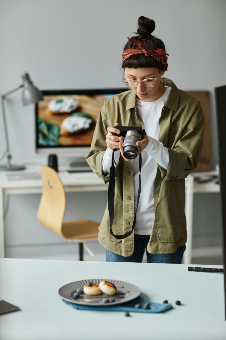 Female Photographer Taking Authentic Pictures of Food